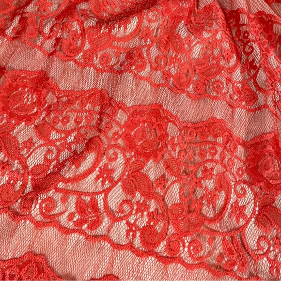 Collective Concepts Sz small coral lace sleeveless dress tan slip cinched waist - Picture 4 of 10